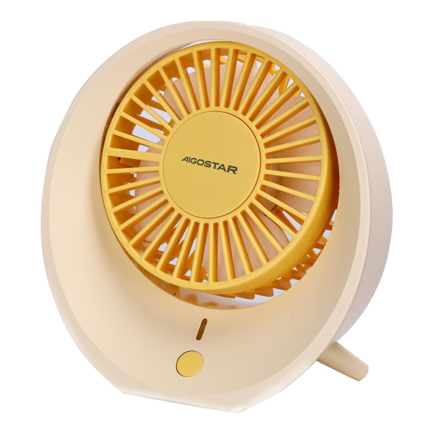 Aigostar - Tisch aufladbar Ventilator 3W/5V 1200mAh USB orange