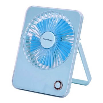 Aigostar - Tisch aufladbar Ventilator 5W/5V 3600mAh USB blau