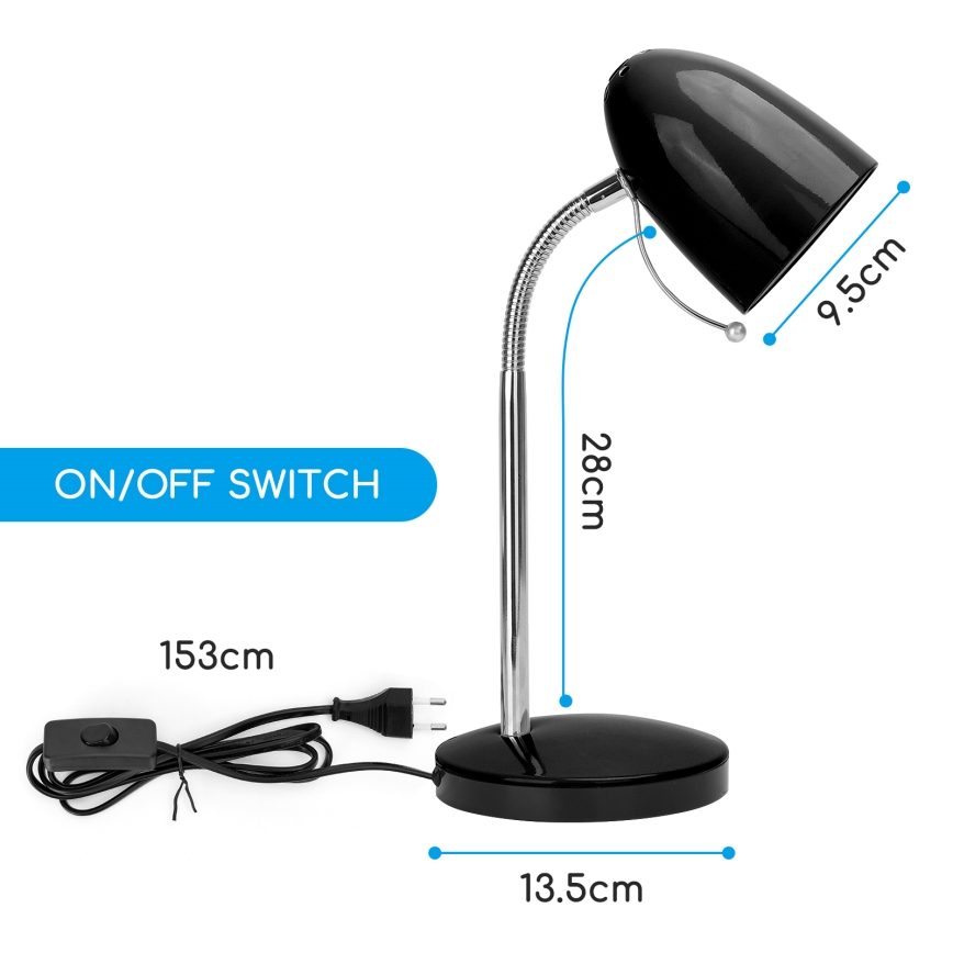 Aigostar - Tischlampe 1xE27/36W/230V schwarz/glänzender Chrom