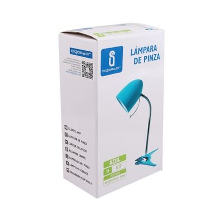 Aigostar - Tischlampe mit Clip 1xE27/11W/230V blau/glänzender Chrom