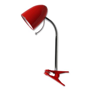 Aigostar - Tischlampe mit Clip 1xE27/11W/230V rot/glänzender Chrom