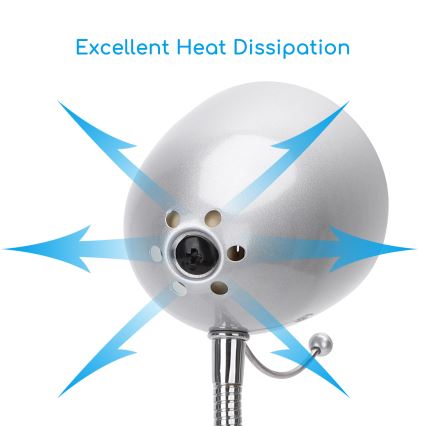 Aigostar - Tischlampe mit Clip 1xE27/11W/230V silber/glänzender Chrom