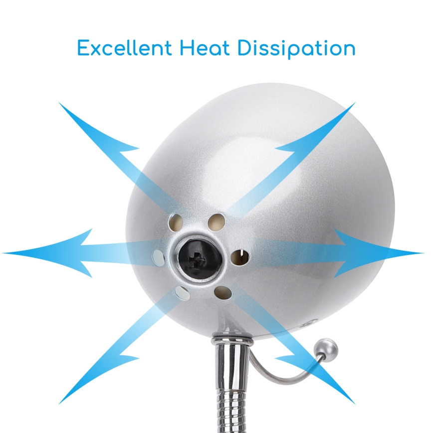 Aigostar - Tischlampe mit Clip 1xE27/11W/230V silber/glänzender Chrom