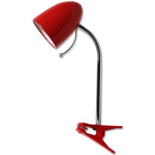 Aigostar - Tischlampe mit Clip 1xE27/36W/230V rot/Chrom