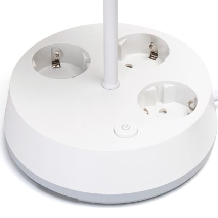 Aigostar - Tischlampe mit Steckdosen 1xE27/60W/230V weiß