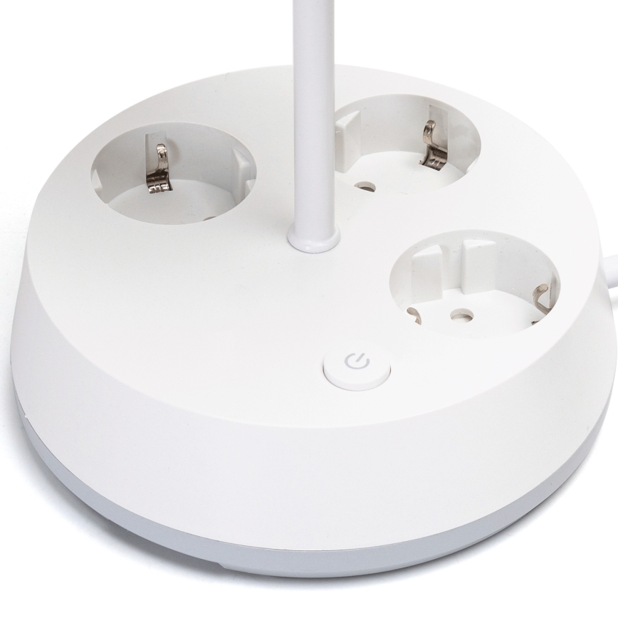 Aigostar - Tischlampe mit Steckdosen 1xE27/60W/230V weiß