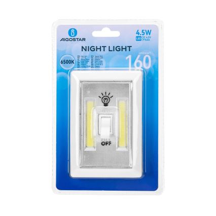 Aigostar - Tragbare LED-Nachtlampe LED/3xAAA 6500K