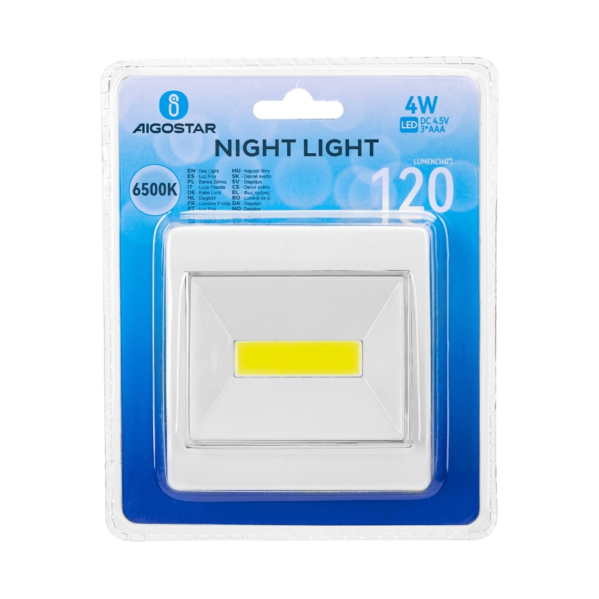 Aigostar - Tragbares LED-Nachtlicht LED/3xAAA 6500K