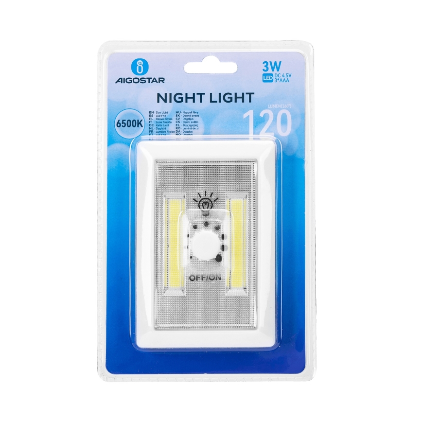 Aigostar - Tragbares LED-Nachtlicht LED/3xAAA 6500K