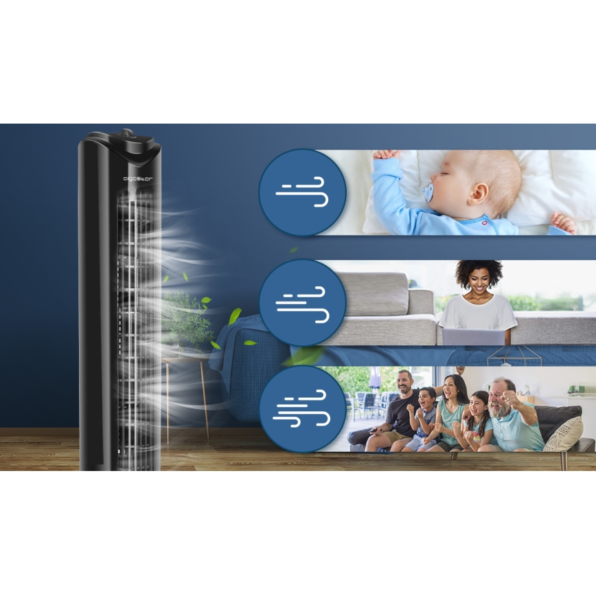Aigostar - Turm-Ventilator 45W/230V schwarz