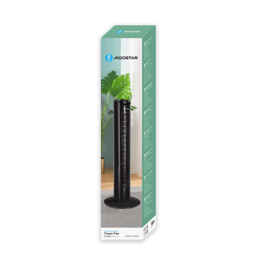 Aigostar - Turm-Ventilator 45W/230V schwarz