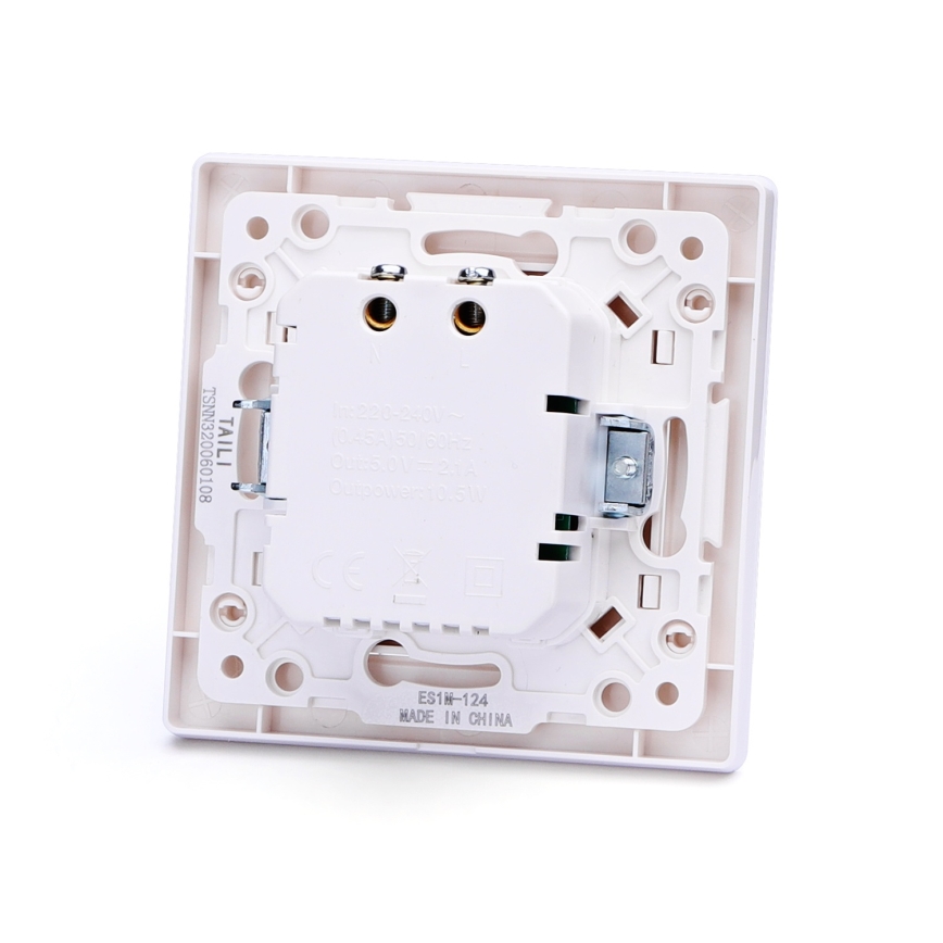 Aigostar - USB-Lade‑Steckdose mit Rahmen, 2x USB‑A, weiß