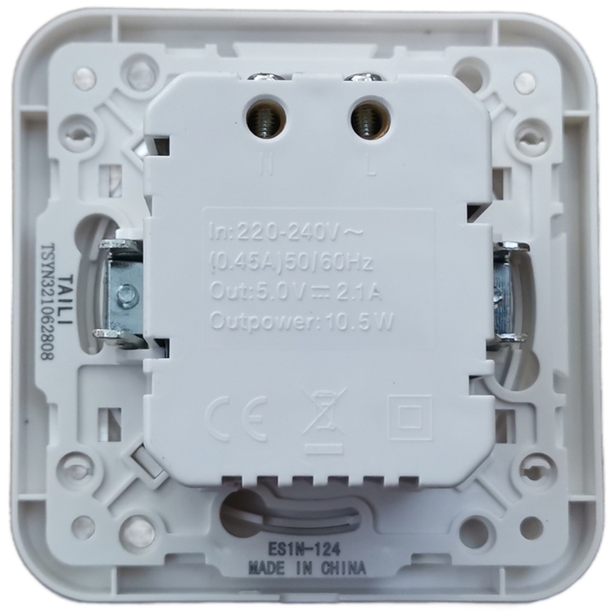 Aigostar - USB-Netzsteckdose mit Rahmen, 2x USB-A, weiß