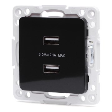 Aigostar - USB-Steckdose ohne Rahmen 2x USB-A schwarz