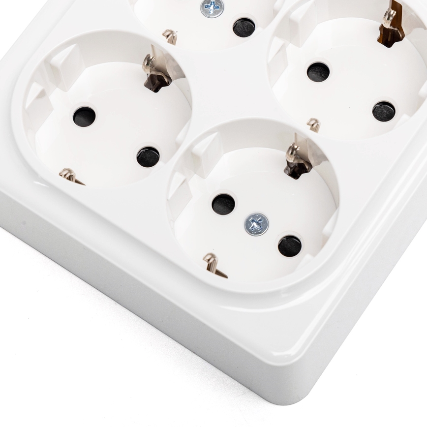 Aigostar - Vierfach-Wandsteckdose SCHUKO 250 V weiß