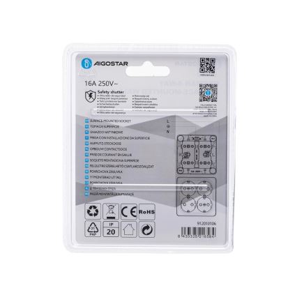 Aigostar - Vierfach-Wandsteckdose SCHUKO 250 V weiß