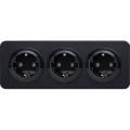 Aigostar - Wandsteckdose mit Rahmen, 3-fach SCHUKO, 250 V/16 A, schwarz