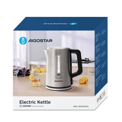 Aigostar - Wasserkocher 1,7l 2200W/230V matt Chrom