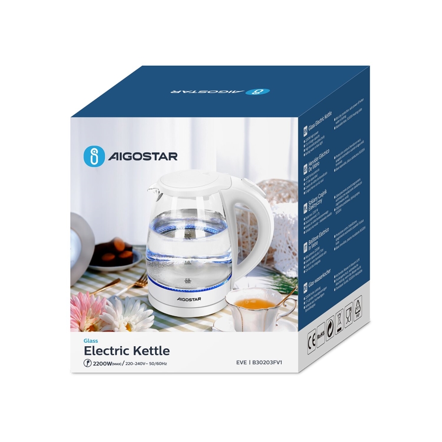 Aigostar - Wasserkocher 1,7l 2200W/230V weiß