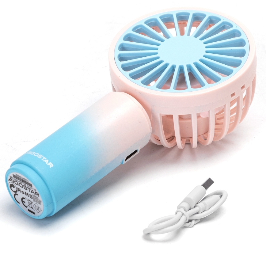 Aigostar - Wiederaufladbarer Taschenventilator 3W/5V 500 mAh USB rosa/blau