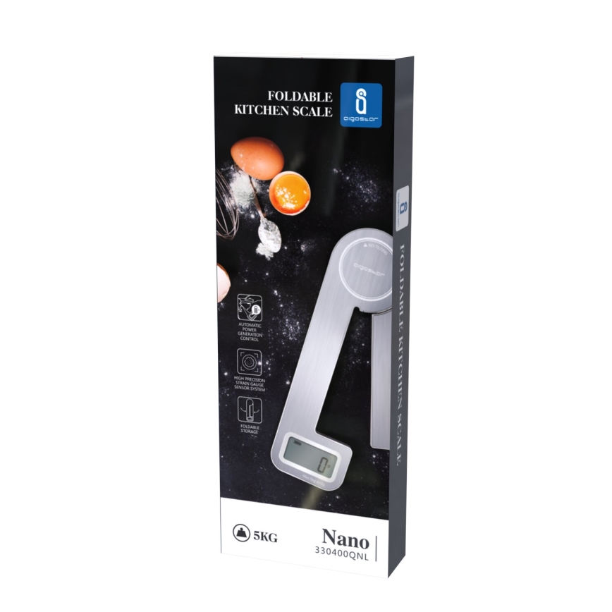 Aigostar - Zusammenklappbare Küchenwaage 5kg matt Chrom
