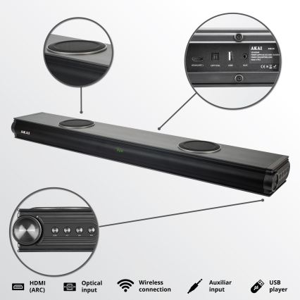 AKAI ASB-29 - Soundbar mit aktivem Subwoofer 120W/230V + Fernbedienung