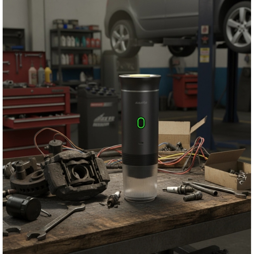 Aligator ACM002 - Tragbare, wiederaufladbare Reisekaffeemaschine PortaCaffé 3‑in‑1, 72 W / 7500 mAh, grau