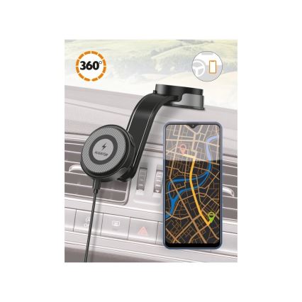 Aligator AMS07BK - Autohalterung für Smartphone mit flexiblem Arm, MagSafe, schwarz