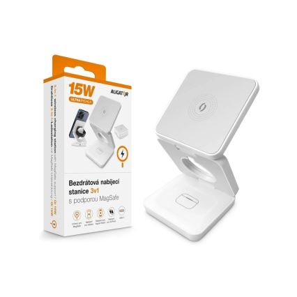 Aligator AMS09WT - Kabellose MagSafe-Ladestation 3-in-1, 15 W, weiß