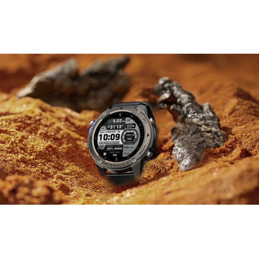 Aligator AW12BK - Smartwatch mit GPS, 500‑mAh‑Akku, IP69K, schwarz