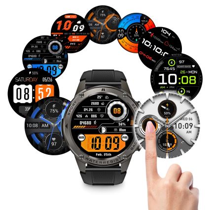 Aligator AW12BK - Smartwatch mit GPS, 500‑mAh‑Akku, IP69K, schwarz