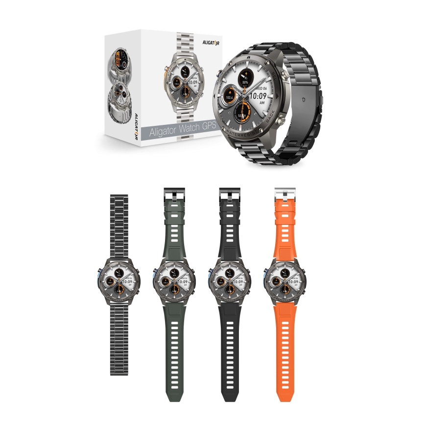 Aligator AW12BK - Smartwatch mit GPS, 500‑mAh‑Akku, IP69K, schwarz