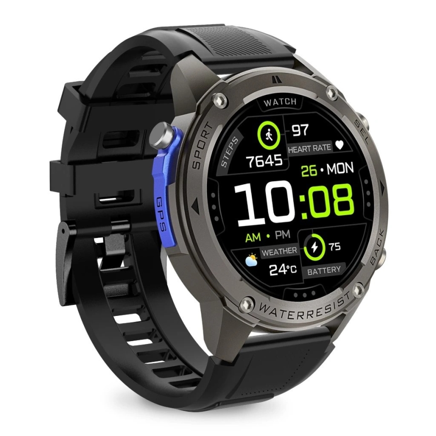 Aligator AW12BK - Smartwatch mit GPS, 500‑mAh‑Akku, IP69K, schwarz