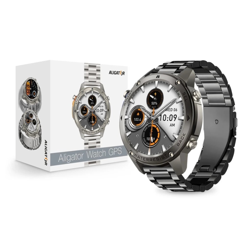 Aligator AW12BK - Smartwatch mit GPS, 500‑mAh‑Akku, IP69K, schwarz