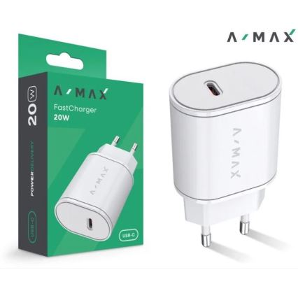 Aligator AX0001V - Schnellladeadapter A-MAX Power Delivery 20 W USB-C, weiß