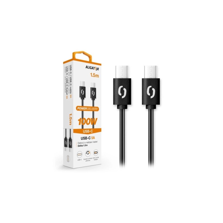 Aligator DATKP46 - USB-Kabel USB-C / USB-C 100 W Power Delivery 1,5 m schwarz