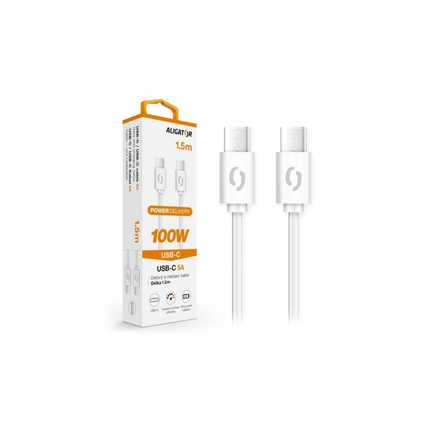 Aligator DATKP47 - USB-Kabel USB-C / USB-C 100 W Power Delivery 1,5 m weiß
