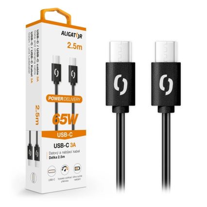 Aligator DATKP58 - USB-Kabel USB-C / USB-C 65W Power Delivery 2,5m schwarz