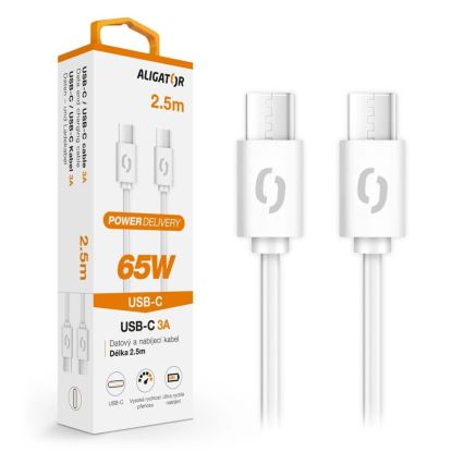 Aligator DATKP59 - USB-Kabel USB-C / USB-C 65 W Power Delivery 2,5 m weiß