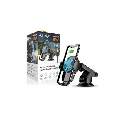 Aligator HAK2 - Selbstschließende Autohalterung für Smartphones mit kabelloser Qi-Ladefunktion 15 W, schwarz