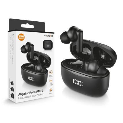 Aligator TWS06 - Kabellose In-Ear-Kopfhörer Pods PRO 3 200 mAh + 2x 30 mAh IP30 schwarz