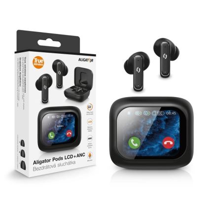 Aligator TWS07 - kabellose In-Ear-Pods mit LCD, ANC, 400 mAh Ladecase + 2×40 mAh Ohrhörer, IP30, schwarz