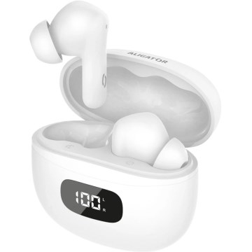 Aligator TWS08WT - Kabellose In-Ear-Kopfhörer mit ANC, 200 mAh + 2x 30 mAh, IP40, weiß