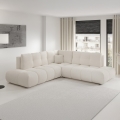 ALMADA Ecksofa mit Schlaffunktion und Stauraum, L‑Form, links, Beige