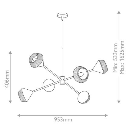 Alora Mood - Pendelleuchte mit Stab DAPHNE 6xE14/40W/230V schwarz/braun