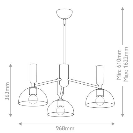 Alora Mood - Deckenleuchte an Stange JUDE 3xE27/60W/230V d 96,8 cm Messing