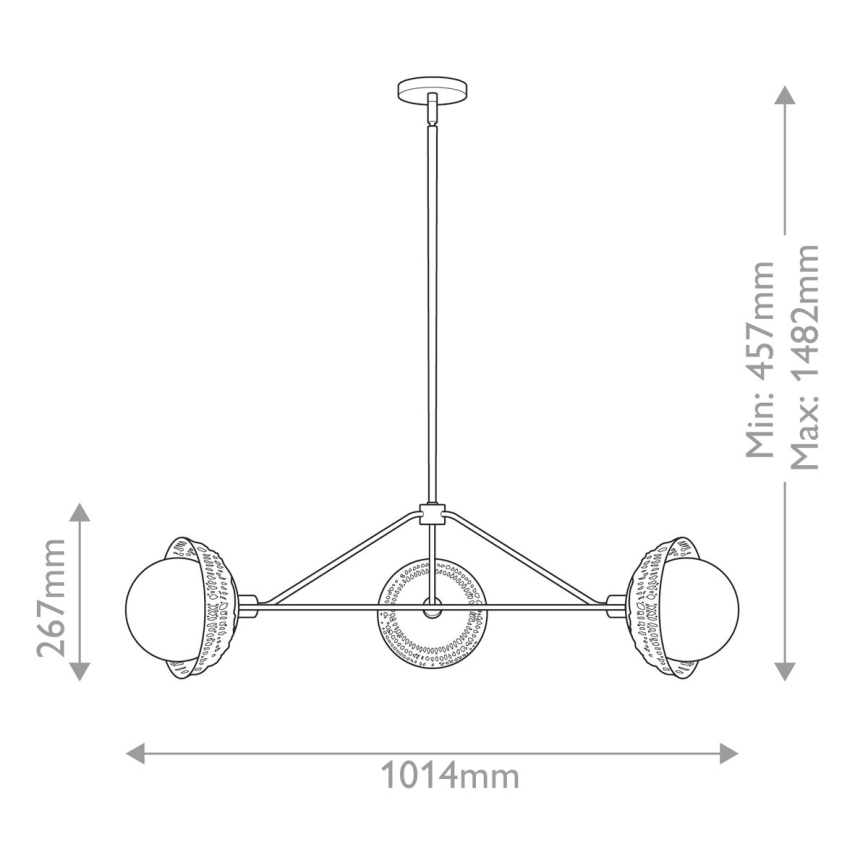 Alora Mood - Pendelleuchte mit Stange PERTH 3xE14/40W/230V goldfarben