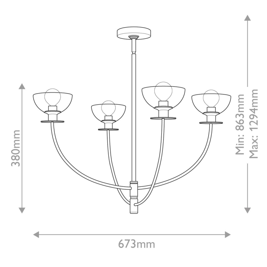 Alora Mood - Pendelleuchte mit Stange SYLVIA 4xE14/40W/230V schwarz