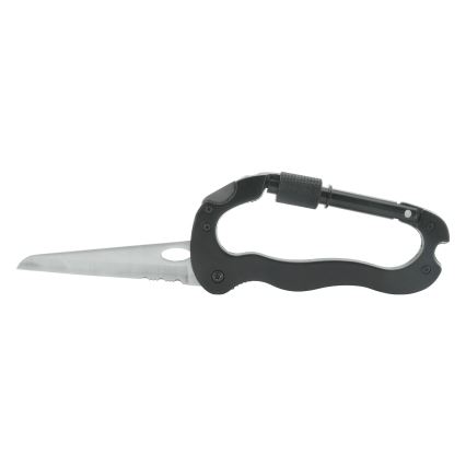 Aluminium-Multifunktionskarabiner mit Sicherung, schwarz