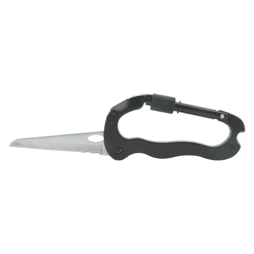 Aluminium-Multifunktionskarabiner mit Sicherung, schwarz